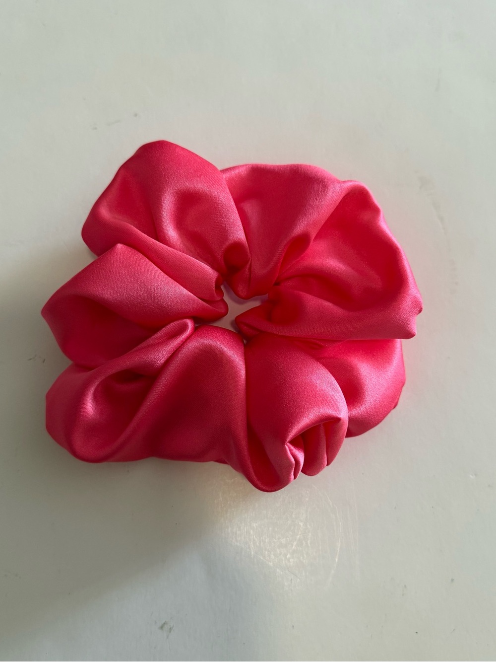 Satin Hot Pink Scrunchie for Women - Smooth Hair Accent